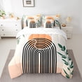 thumbnail image 2 of jejeloiu Geometric Striped Circle 7-Piece Twin Bedding Sets,Rustic Plant Leaf Bedding Comforter Set,Abstract Minimalsim Desgin Sheet Sets For Adults,Breathable Home Decor Reversible, 2 of 8