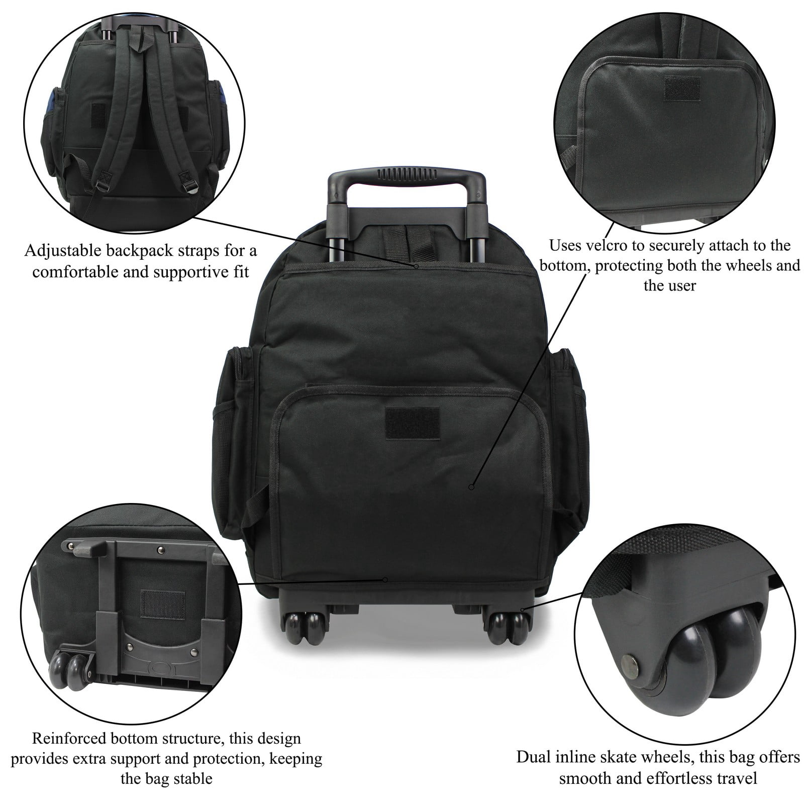 World Traveler Transworld 22-Inch Carry-On Rolling Backpack Airline Approved Size - Black