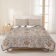 thumbnail image 3 of Twin Quilt Set 68''x86'', Vintage Boho Lightweight Summer Bedspread Coverlet Set with 2 Pillow Shams, Retro Southwestern Ethnic Mexican Floral Breathable All Season Quilt Bedding for Dorm/Bedroom, 3 of 9