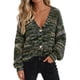 thumbnail image 1 of Suéter PRETTYGARDEN de rayas con cuello en V y botones, manga larga, talla L, 1 of 4