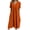 Orange, variant on Women's Linen Blend Midi Dress Surplice V-Neck Puff Sleeve Pocketed Loose Fit Summer Dress,L