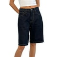 thumbnail image 2 of Women Baggy Denim Bermuda Shorts Y2k Vintage Straight Leg Casual Knee Length Jean Jorts with Pockets S, 2 of 9