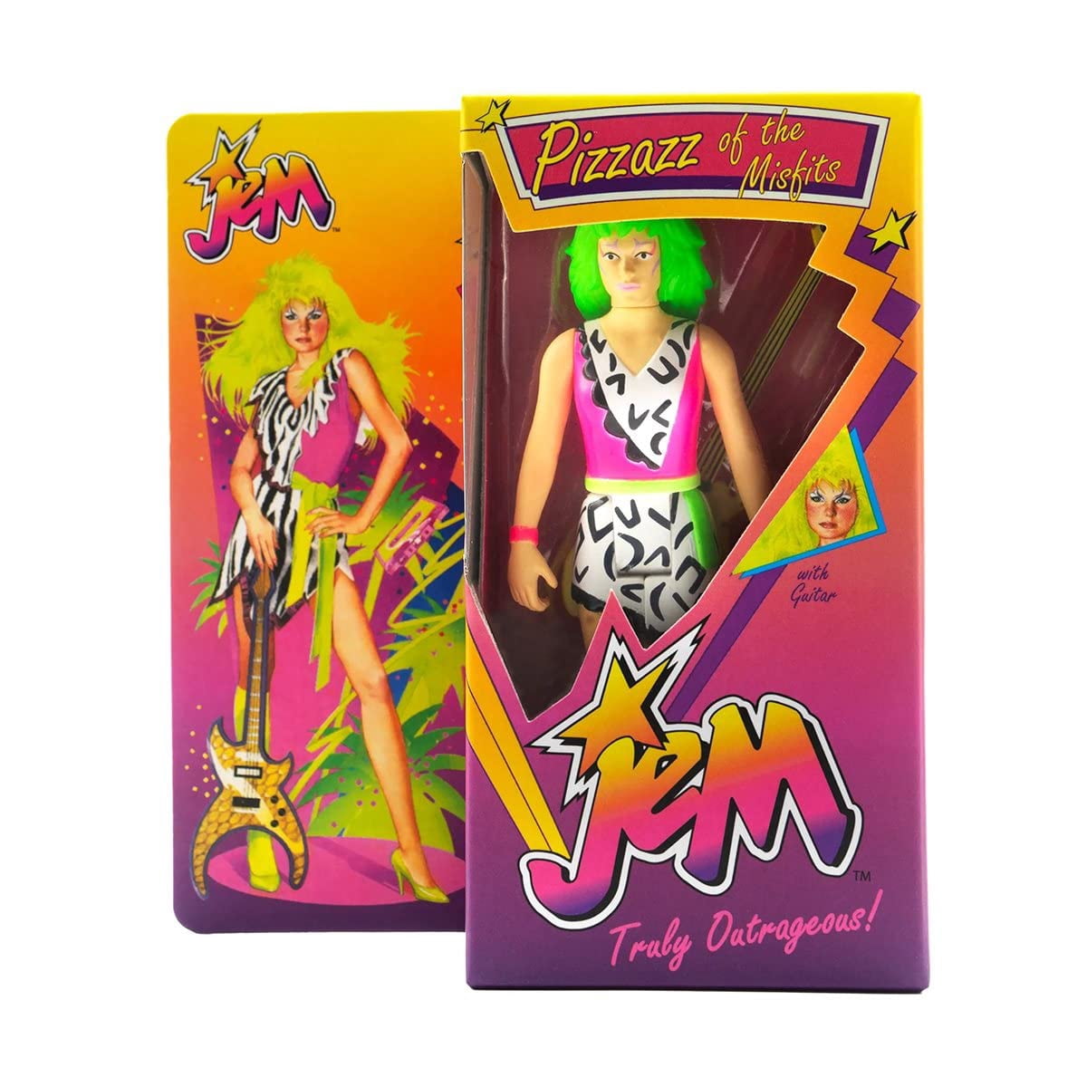 ReAction Jem & The Holograms Pizzaz Action Figure (Neon, Retro Box)
