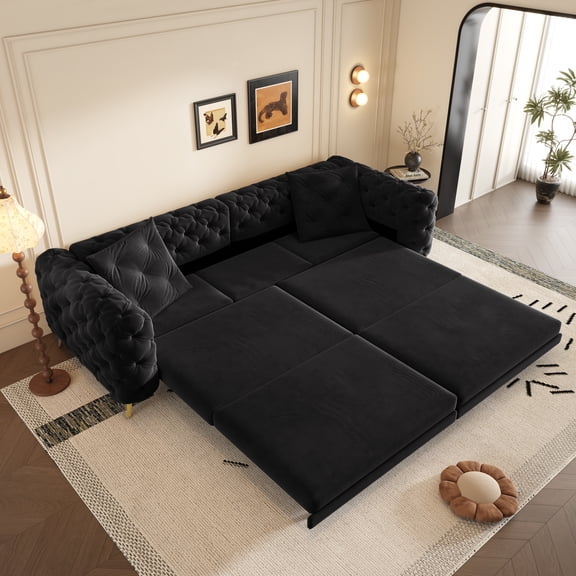 LifeSky Convertible Sleeper Sofa for Apartments: 3-in-1 Sofa Bed with 28.4" Deep Seat - 4-Seater Couch & King Size Pull Out Bed with Ottoman for Living Room & Guest Room