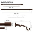 thumbnail image 4 of Deco Window 36" - 66" Adjustable Double Curtain Rod (1'' Dia) for Windows with Barrel Finials Brown), 4 of 6