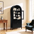 thumbnail image 4 of S-HOME Dome Cabinet with Multi-Level Storage, Antique Design, 71.65 Inch High Engineered Hardwood for Versatile Use, Black, 4 of 12