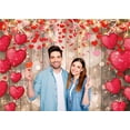 thumbnail image 2 of 7x5FT Valentine Backdrops for Photography Rustic Wood Valentine's Day Photography Background Wedding Party Decoration Banner, 2 of 6
