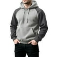 thumbnail image 4 of Color Block Hoodie Men Novelty Casual Long Sleeve Work Athletic Hoodies Sweatshirts Winter Drawstring Hooded Pullover with Kangaroo Pocket Light Gray 3XL, 4 of 5