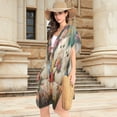 thumbnail image 4 of BZSMCE Women Creatively Twin Blossoms Of Fur Print Beach Cover-ups Size:S-2XL, 4 of 7