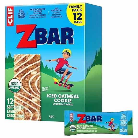 (1 pack) CLIF Kid Zbar - Iced Oatmeal Cookie - Soft Baked Whole Grain Snack Bars - USDA Organic - Non-GMO - Plant-Based - 1.27 oz. (12 Pack)