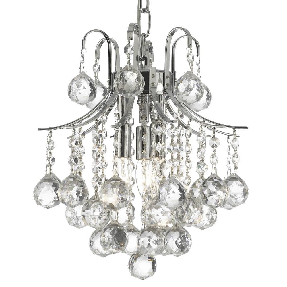 French Empire Crystal Chandelier Silver 3 Lights