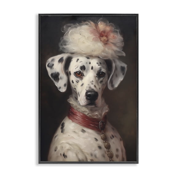 Stupell Industries Victorian Dalmatian with Fancy Hat Portrait Black Framed Giclee Art, 12 x 18, by Wumples