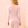thumbnail image 3 of Stichou Womens Thermal Underwear Cold Weather Long Sleeve Pullover Undershirt Crewneck Elegant Fashion Thicken Plush Winter Warm Lined Base Layer Casual Tops Pink S, 3 of 3