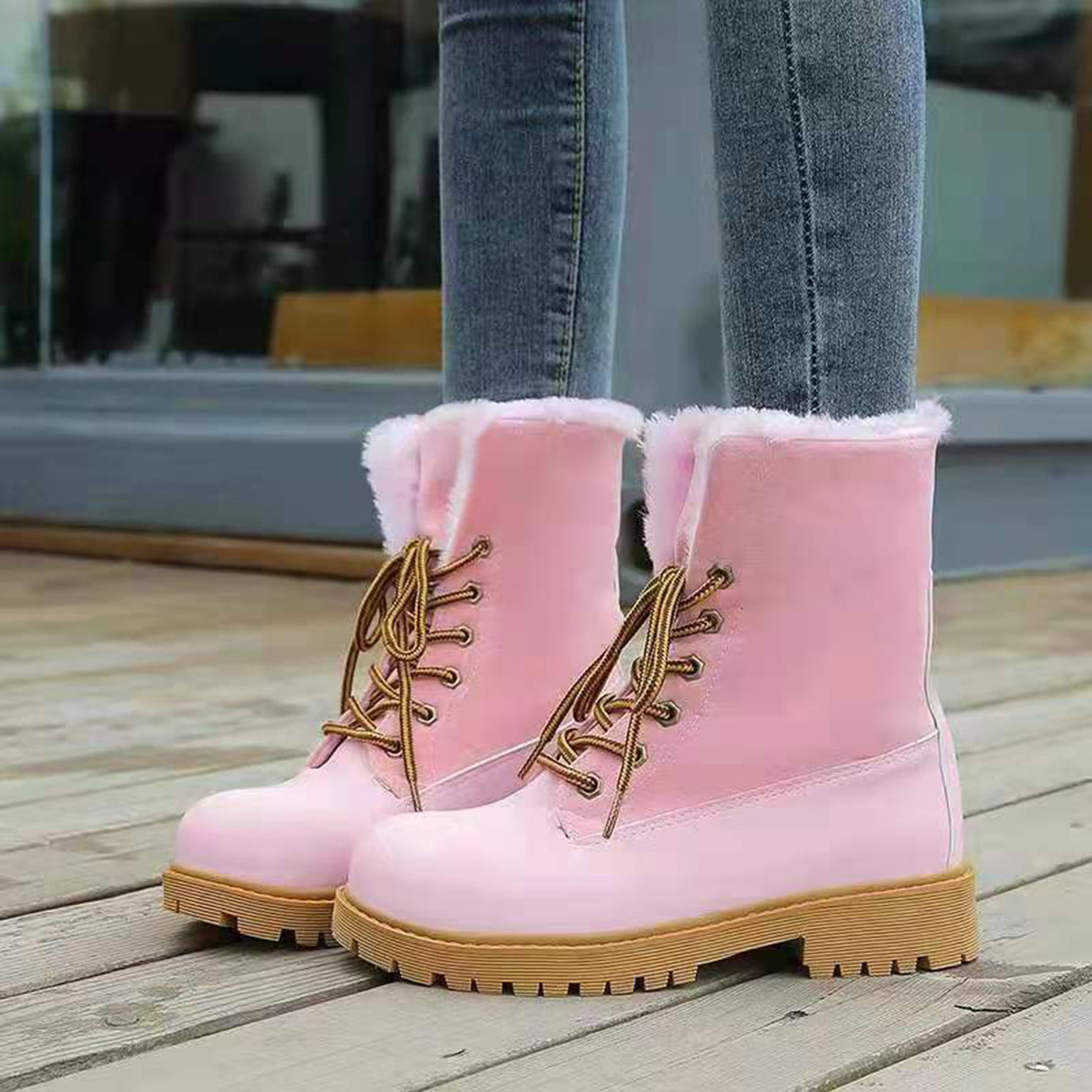 Women's Winter Snow Boots Lace-Up Velvet Ankle Boot Outdoor Flat Shoes Warm New 