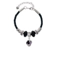 thumbnail image 2 of Delight Jewelry Silvertone Black and Purple Bats with Crystals Spinner Mom Celtic Knot Leather Bead Bracelet, 7"+2" Extender, 2 of 4