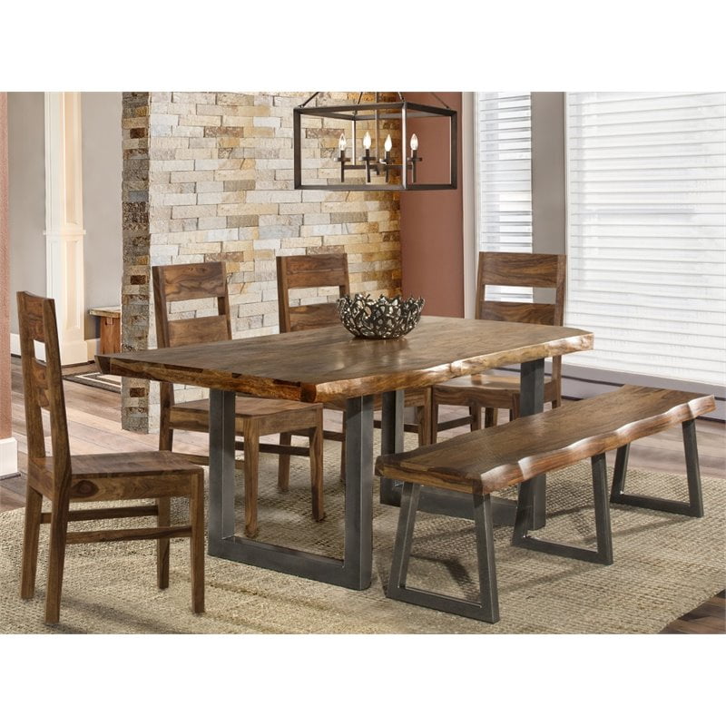 Hillsdale Emerson 6 Piece Dining Set in Natural Sheesham - Walmart.com