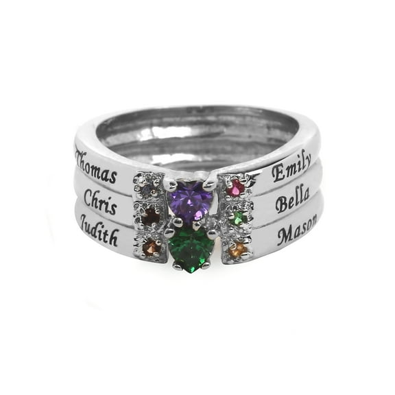 Personalized Band Design Family Ring with Up To Eight Birthstones