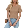 thumbnail image 1 of Avamo T-Shirts d'Été pour Femmes Col Ras du Cou T-shirt Manches Courtes T-shirt Chandail Confortable T-shirt de Travail Kaki P, 1 of 4