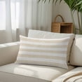 thumbnail image 3 of Beige Stripe Body Pillow Cover, Pillowcase Protectors with Zipper, Breathable Decorative Throw Pillow Case Cover, Vintage Country Geometric Linen Texture Pillow Shams for Couch Sofa 24x36Inch, 3 of 8