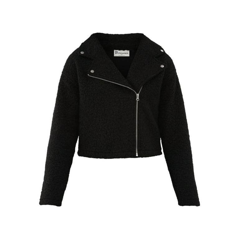 No Boundaries Asymmetric Zip Faux Shearling Moto Jacket No Boundaries Asymmetric Zip Faux Shearling Moto Jacket