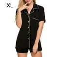 thumbnail image 1 of Hi,Fancy 2pcs Pajama Set Button-Down Striped Sleepwear Woman Summer Suit, Black, XL, 1 of 7