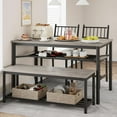 thumbnail image 1 of Dining Table Set for 4, Kitchen Table and 2 Chairs with Storage Bench, 47.2" Rectangular Kitchen Table Set with Wine Rack, Dining Room Table Set for Small Space, Apartment, Rustic Gray, 1 of 8