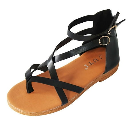 

Women s Gladiator Strap Sandals Flat Fisherman Thong Cross Strappy Sandals