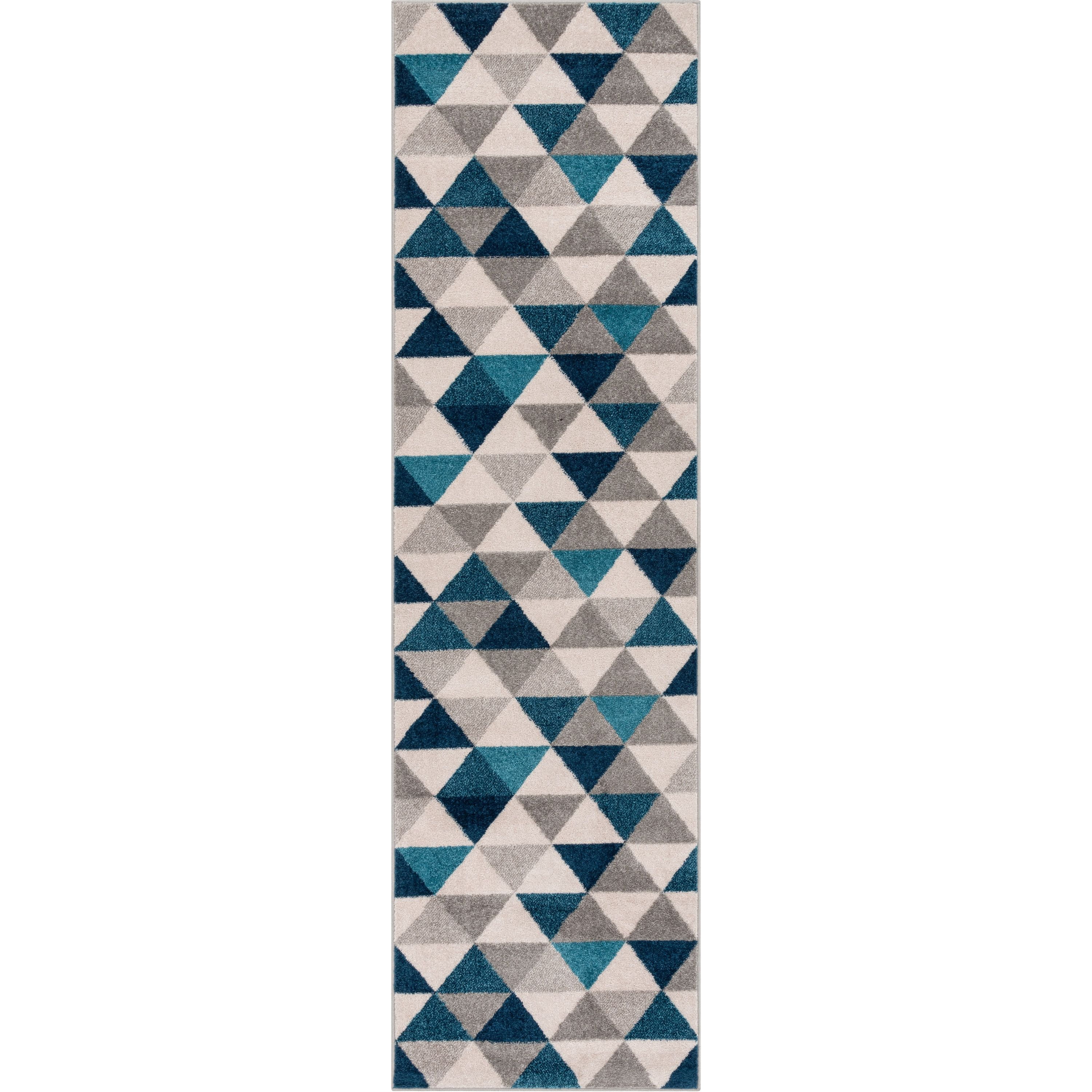 Well Woven Mystic Alvin Mid-Century Modern Geometric Blue 2'7'' x 9'10'' Runner Rug