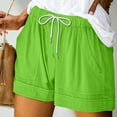 thumbnail image 2 of RQYYD Women Casual Plus Size Shorts Solid Elastic Waist Drawstring Shorts Summer Beach Lightweight Short Lounge Pants with Pockets, 2 of 5