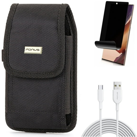 Case Belt Clip & 6ft USB-C Cable & Privacy Screen Protector for Samsung Galaxy Note 20 Ultra (6.9") - Combo with Rugged Holster & Type-C Fast Charger & TPU Film Anti-Peep