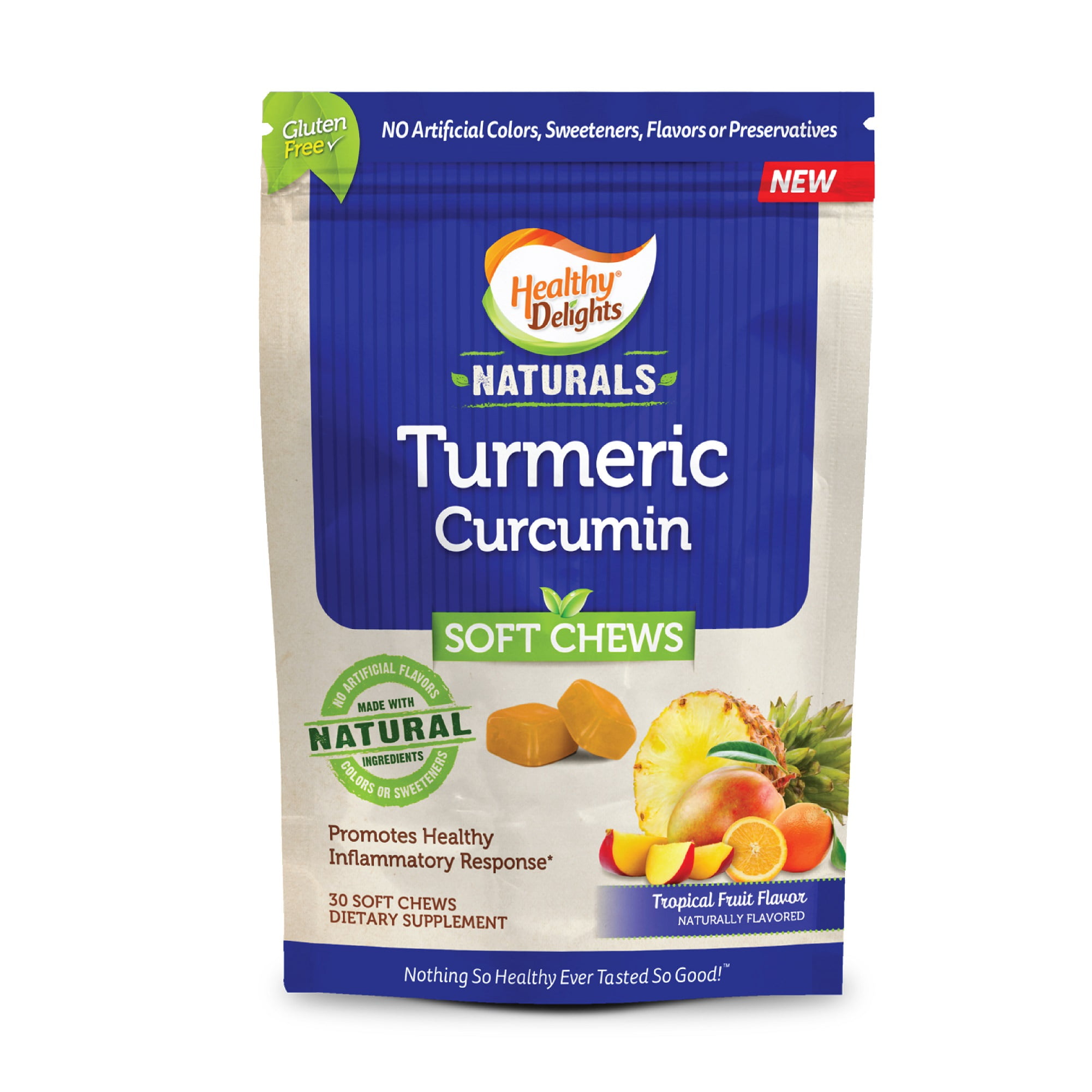 Healthy Delights Naturals, Turmeric Curcumin, Tropical Fruit, 30 Soft