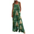 thumbnail image 2 of Womens Christmas Print Wide Leg Jumpsuit Adjustable Strap Sleeveless Overalls with Pockets S, 2 of 7