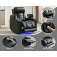 thumbnail image 6 of 3PCS Power Zero Gravity Recliner with Adjustable Headrest,Wireless Charger,USB/Type-C Port,LED Light,Storage Console,Cup Holder,Swivel Tray Table,Faux Leather Electric Reclining Chair Set of 3,Black, 6 of 8