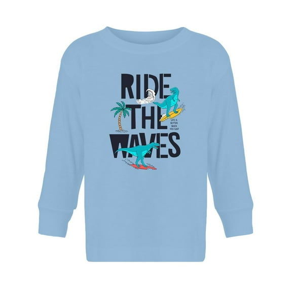 Ride The Waves, Dino Surfers Long Sleeve Toddler -Image by Shutterstock,  4 Toddler