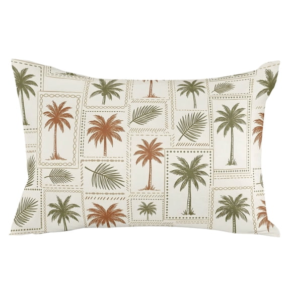 Palm Tree Throw Pillow Cover 20 x 26 Inch Decorative Pillow Cover Summer Tropical Plants Leaves Vintage Plaid Lumbar Pillowcase Seasonal Rectangle Cushion Case for Couch Sofa Bed Living Room