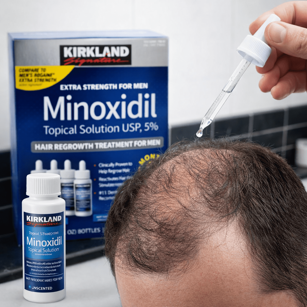 Kirkland Signature Minoxidil Topical Solution USP 5% for Men, Unscented, 12-Month Supply 2 (6 x 60 mL)