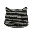 thumbnail image 2 of Morttic Women Striped Crocheted Beanie Hat Cat Ear Knit Hat Winter Warm Funny Hat, 2 of 6