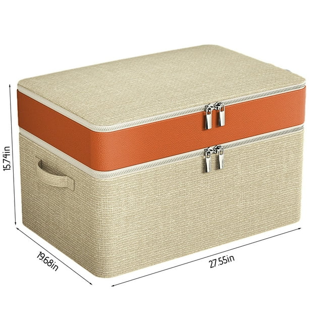 Organisateur de Vêtements pour Garde-Robe à Double Couche avec Fermeture Éclair Sac de Rangement pour Vêtements Boîte de Rangement pour Garde-Robe Sac de Rangement Portable Boîte de Rangement pour Couette d'Hiver Sac de Rangement Organisateur