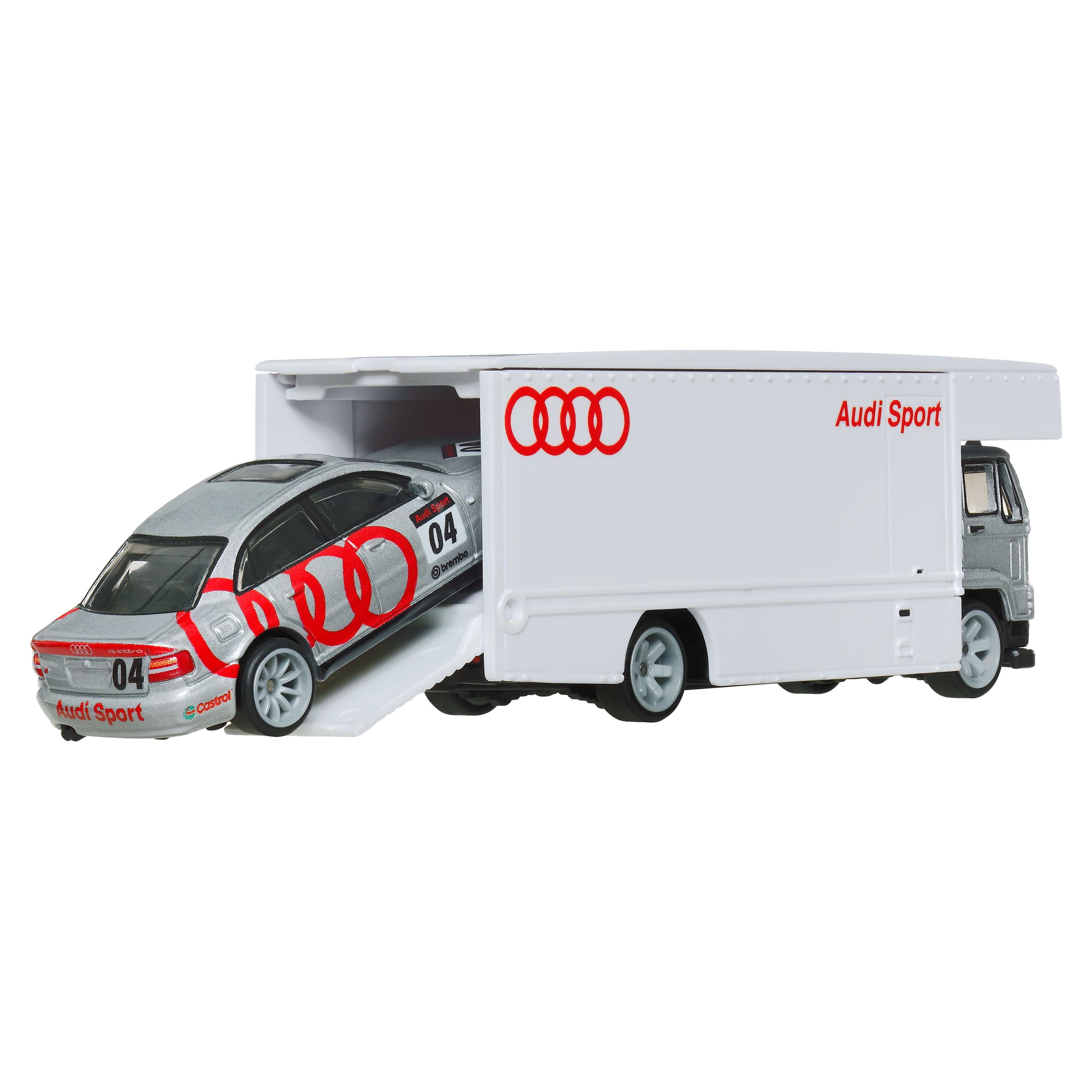 Hot Wheels Team Transport Truck & Race Car, Gift for Racing Collectors