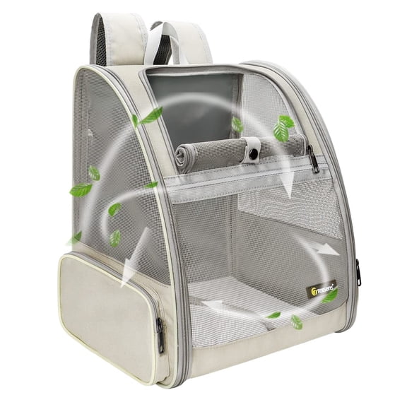 PORCHEDDU Pet Carrier for Small Cats and Dogs, Ventilated Design, Designed for Travel, Hiking and Outdoor Use (Beige)