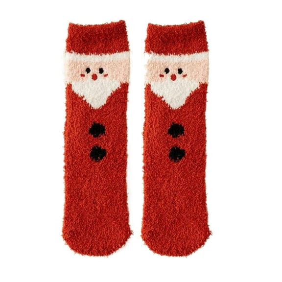 Byworldtasic Womens Socks Christmas Fuzzy Socks for Womens Plush Cartoon Non Slip Fluffy Cozy Slipper Winter Warm Fleece Socks