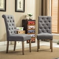 thumbnail image 2 of Button Tufted Solid Wood Grey Dining Chair Set / Enhance Dining Room Appeal, 2 of 6