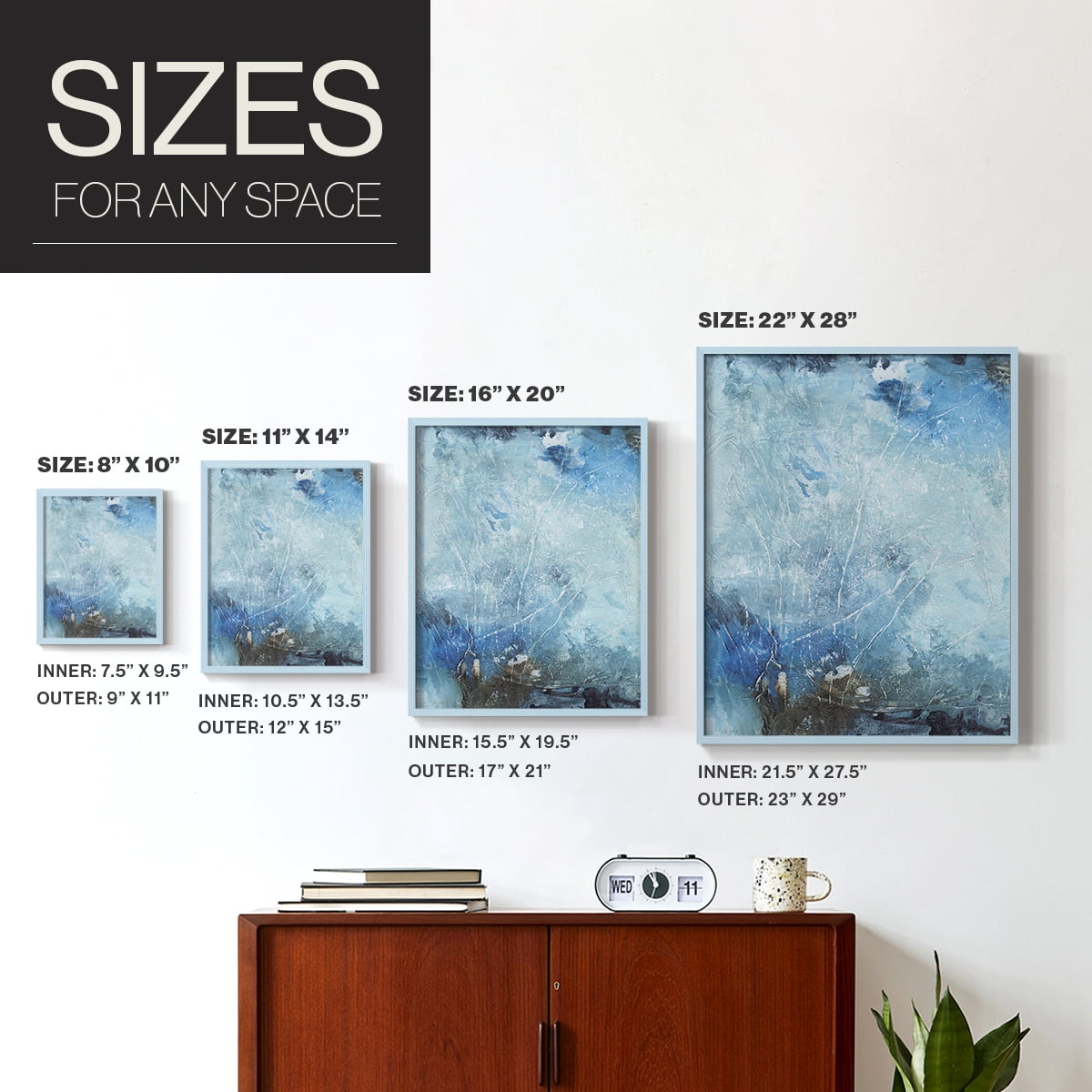 Coastal Seas III Framed Print in Blue Solid Wood Framed Print No Nail Hanging