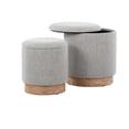 thumbnail image 5 of Lumisource Marla Contemporary Nesting Ottoman Set in Natural Wood and Light Grey Fabric, 5 of 8