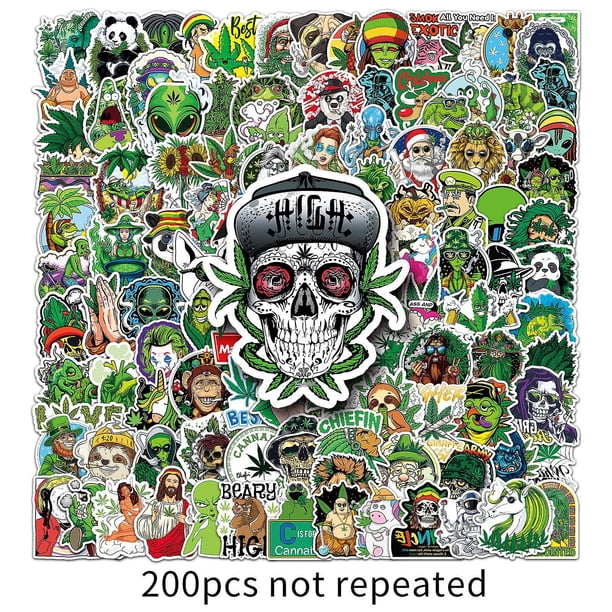 200 piezas de pegatinas de vinilo impermeables de graffiti "tendencia creativa estilo verde" para computadoras portátiles, teléfonos móviles, patinetas, equipaje, botellas de agua