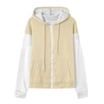 thumbnail image 4 of Vynhevius Women's Color Block Hoodie Zip Up Drawstring Hood Sweatshirts Pocketed Casual Long Sleeve Jacket Tops, 4 of 5