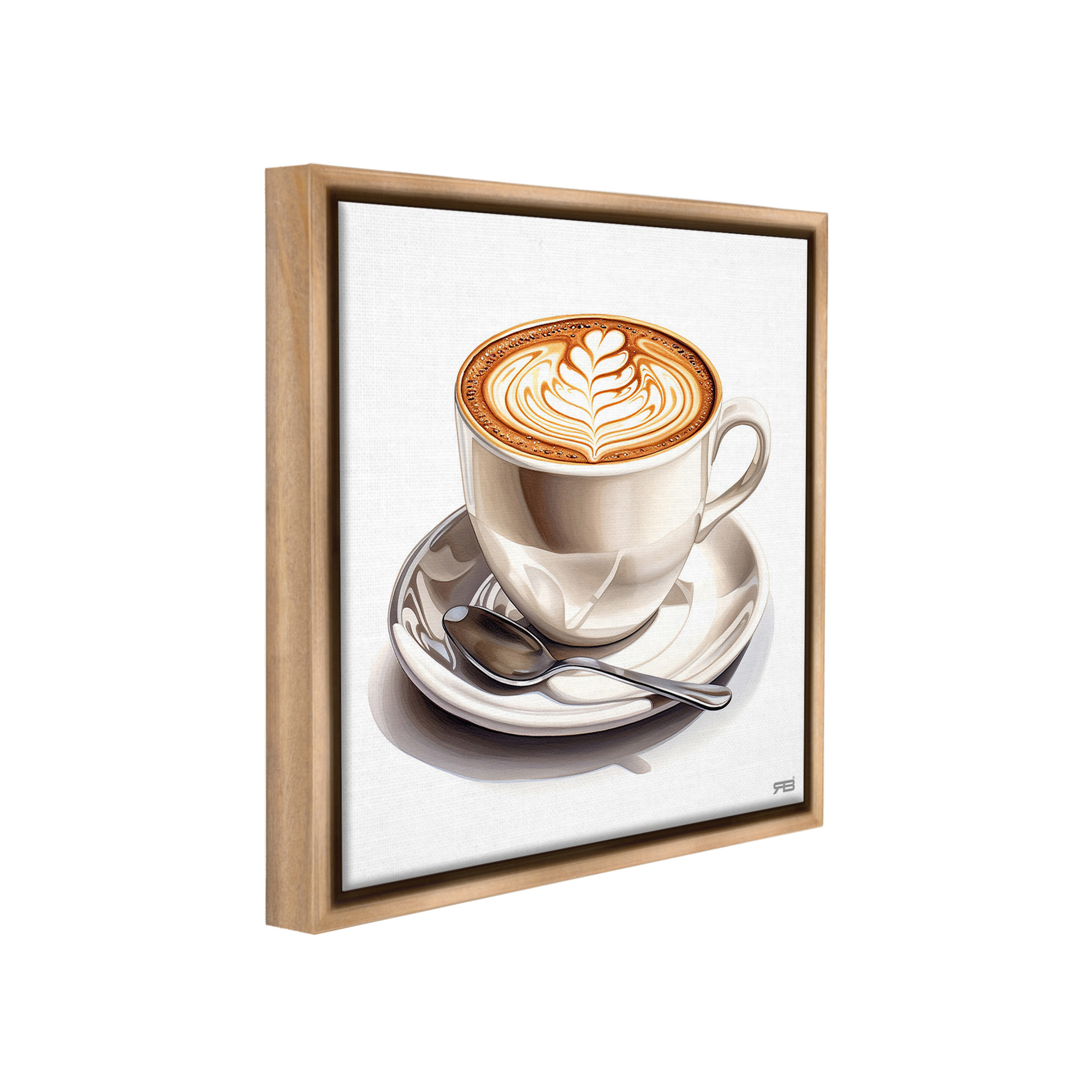 Stupell Industries Espresso Latte with Pattern Food & Beverage Painting Brown Floater Framed Canvas Art Print Wall Art, 18 x 18