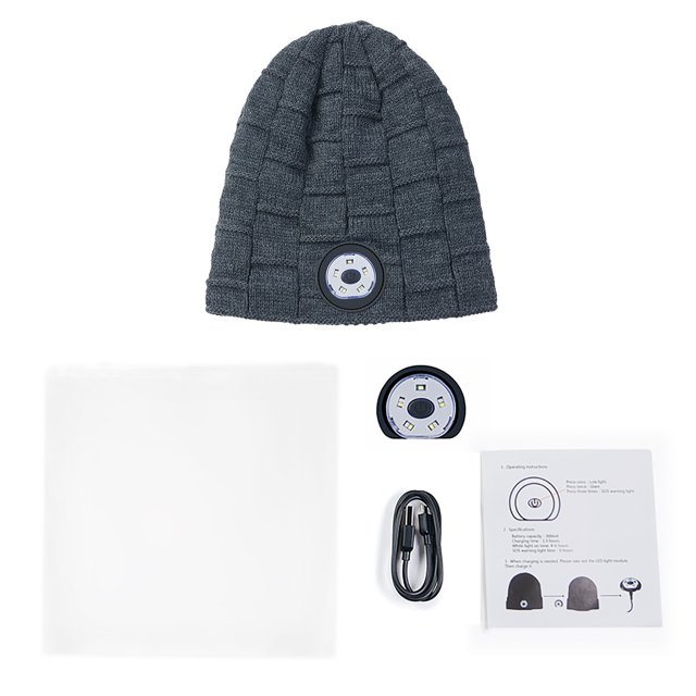 Gorro de punto con luz LED luz cálida para correr y Kuymtek montar en la noche para Otoño e Invierno