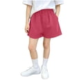 thumbnail image 2 of Babcutegg Girls’ Solid Color Elastic Waist Summer Shorts with Pockets, Casual & Comfortable Pants for Ages 2-15 Hot Pink Size 6, 2 of 5