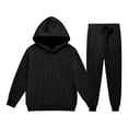 thumbnail image 6 of Gvtxlev Boys Tracksuits 2026 Long Sleeve Fleece Hoodies with Kangaroo Pocket Casual 2 Piece Jogger Set Solid Color Sizes 2-14 Years, 6 of 7
